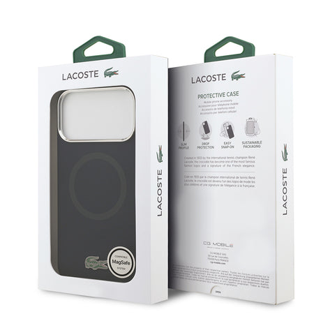Apple iPhone 17 Pro Max Kılıf Lacoste Orjinal Lisanslı M-safe Şarj Özellikli İkonik Logolu Metal Kamera Çerçeveli Silikon Kapak