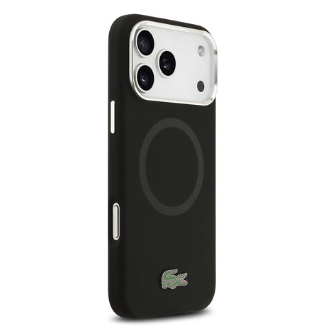 Apple iPhone 17 Pro Max Kılıf Lacoste Orjinal Lisanslı M-safe Şarj Özellikli İkonik Logolu Metal Kamera Çerçeveli Silikon Kapak