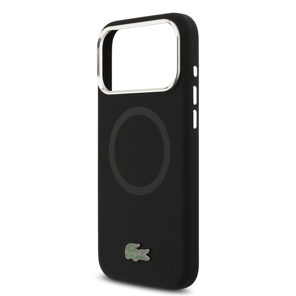Apple iPhone 17 Pro Max Kılıf Lacoste Orjinal Lisanslı M-safe Şarj Özellikli İkonik Logolu Metal Kamera Çerçeveli Silikon Kapak