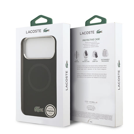 Apple iPhone 17 Pro Max Kılıf Lacoste Orjinal Lisanslı M-safe Şarj Özellikli İkonik Logolu Metal Kamera Çerçeveli Silikon Kapak