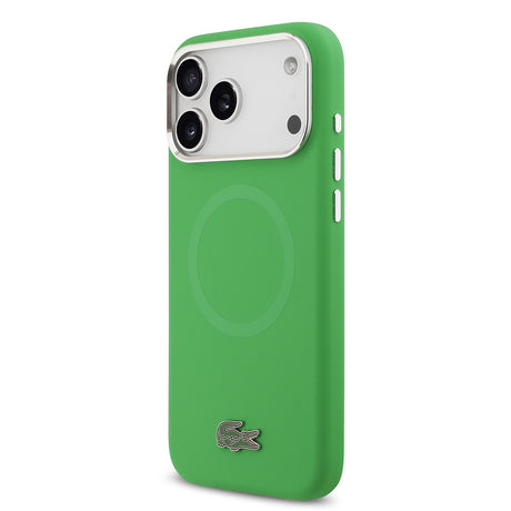 Apple iPhone 17 Pro Max Kılıf Lacoste Orjinal Lisanslı M-safe Şarj Özellikli İkonik Logolu Metal Kamera Çerçeveli Silikon Kapak