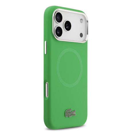 Apple iPhone 17 Pro Max Kılıf Lacoste Orjinal Lisanslı M-safe Şarj Özellikli İkonik Logolu Metal Kamera Çerçeveli Silikon Kapak