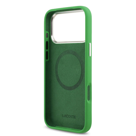 Apple iPhone 17 Pro Max Kılıf Lacoste Orjinal Lisanslı M-safe Şarj Özellikli İkonik Logolu Metal Kamera Çerçeveli Silikon Kapak
