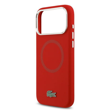 Apple iPhone 17 Pro Max Kılıf Lacoste Orjinal Lisanslı M-safe Şarj Özellikli İkonik Logolu Metal Kamera Çerçeveli Silikon Kapak