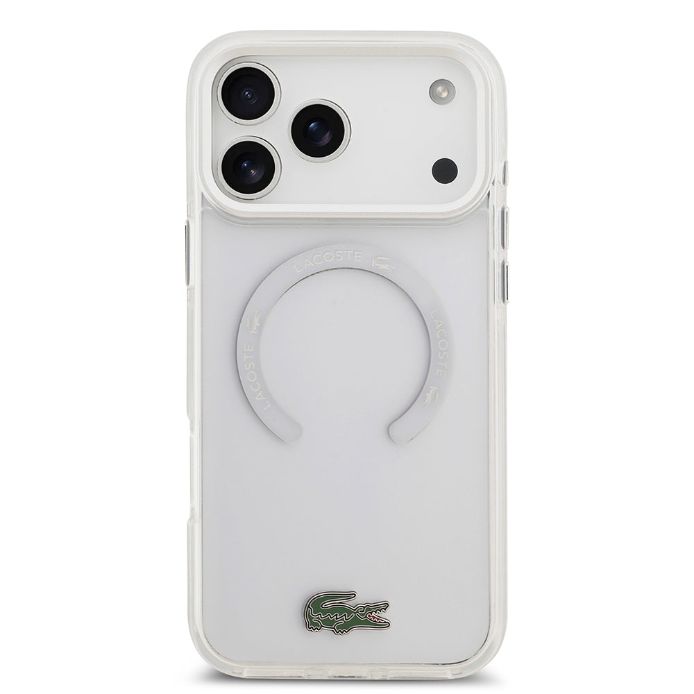 Apple iPhone 17 Pro Max Kılıf Lacoste Orjinal Lisanslı M-safe Şarj Özellikli İkonik Timsah Logolu Buzlu Kapak