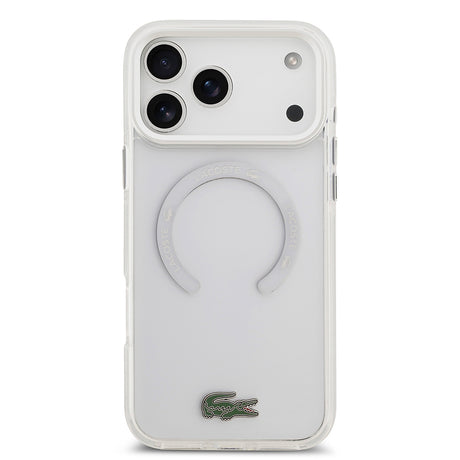 Apple iPhone 17 Pro Max Kılıf Lacoste Orjinal Lisanslı M-safe Şarj Özellikli İkonik Timsah Logolu Buzlu Kapak