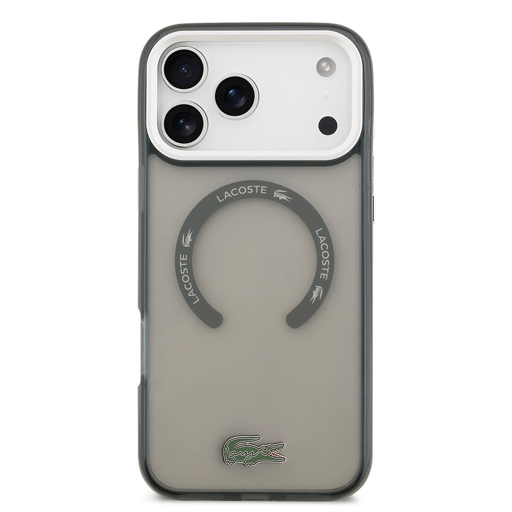 Apple iPhone 17 Pro Max Kılıf Lacoste Orjinal Lisanslı M-safe Şarj Özellikli İkonik Timsah Logolu Buzlu Kapak