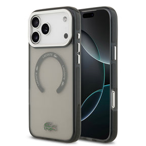 Apple iPhone 17 Pro Max Kılıf Lacoste Orjinal Lisanslı M-safe Şarj Özellikli İkonik Timsah Logolu Buzlu Kapak