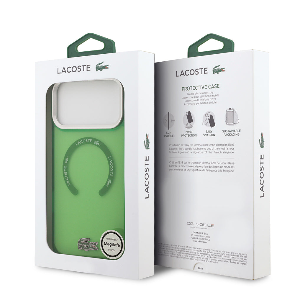 Apple iPhone 17 Pro Max Kılıf Lacoste Orjinal Lisanslı M-safe Şarj Özellikli İkonik Timsah Logolu Buzlu Kapak