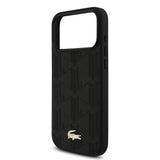 Apple iPhone 17 Pro Max Kılıf Lacoste Orjinal Lisanslı M-safe Şarj Özellikli PU Deri Tasarımlı Karışık Monogram Desenli Kapak