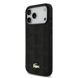 Apple iPhone 17 Pro Max Kılıf Lacoste Orjinal Lisanslı M-safe Şarj Özellikli PU Deri Tasarımlı Karışık Monogram Desenli Kapak