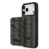Apple iPhone 17 Pro Max Kılıf Lacoste Orjinal Lisanslı M-safe Şarj Özellikli PU Deri Tasarımlı Kartlıklı Karışık Monogram Desenli Kapak