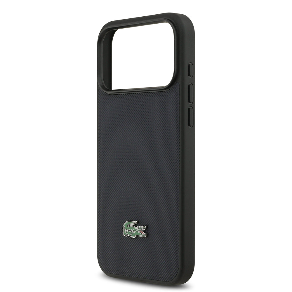 Apple iPhone 17 Pro Max Kılıf Lacoste Orjinal Lisanslı M-safe Şarj Özellikli PU Pike Desenli Metal Logolu Kapak