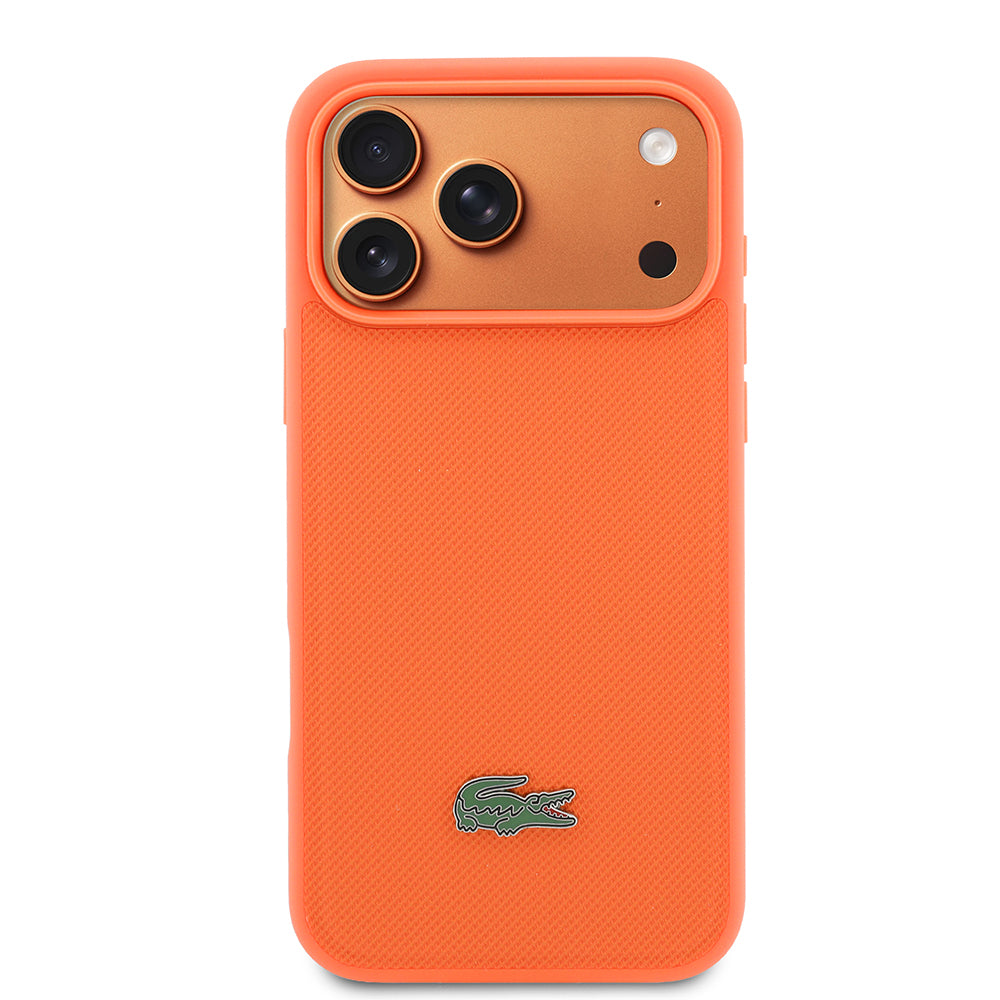 Apple iPhone 17 Pro Max Kılıf Lacoste Orjinal Lisanslı M-safe Şarj Özellikli PU Pike Desenli Metal Logolu Kapak