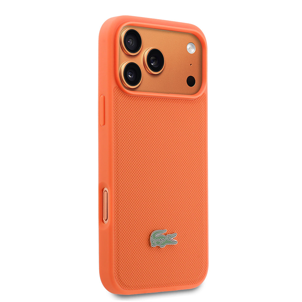 Apple iPhone 17 Pro Max Kılıf Lacoste Orjinal Lisanslı M-safe Şarj Özellikli PU Pike Desenli Metal Logolu Kapak