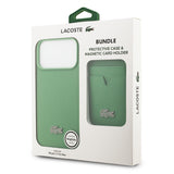 Apple iPhone 17 Pro Max Kılıf Lacoste Orjinal Lisanslı M-safe Şarj Özellikli PU Pike Desenli Metal Logolu Kartlıklı Kapak