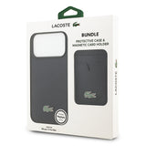 Apple iPhone 17 Pro Max Kılıf Lacoste Orjinal Lisanslı M-safe Şarj Özellikli PU Pike Desenli Metal Logolu Kartlıklı Kapak
