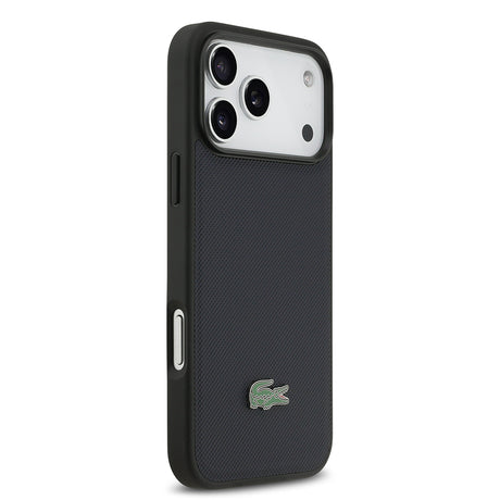 Apple iPhone 17 Pro Max Kılıf Lacoste Orjinal Lisanslı M-safe Şarj Özellikli PU Pike Desenli Metal Logolu Kartlıklı Kapak