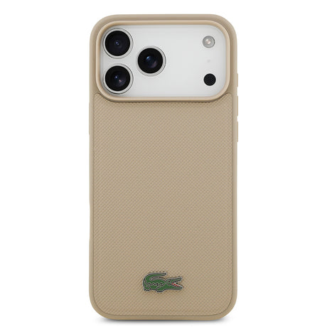 Apple iPhone 17 Pro Max Kılıf Lacoste Orjinal Lisanslı M-safe Şarj Özellikli PU Pike Desenli Metal Logolu Kartlıklı Kapak