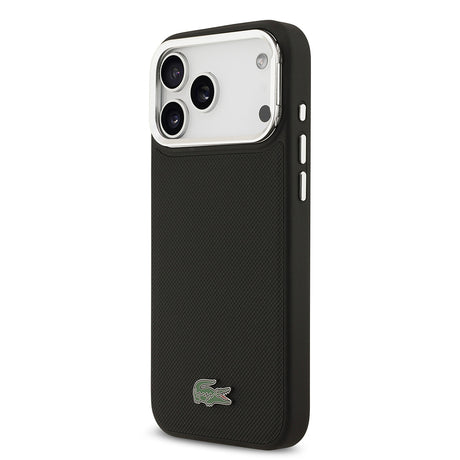 Apple iPhone 17 Pro Max Kılıf Lacoste Orjinal Lisanslı M-safe Şarj Özellikli PU Pike Desenli Standlı Metal Logolu Kapak