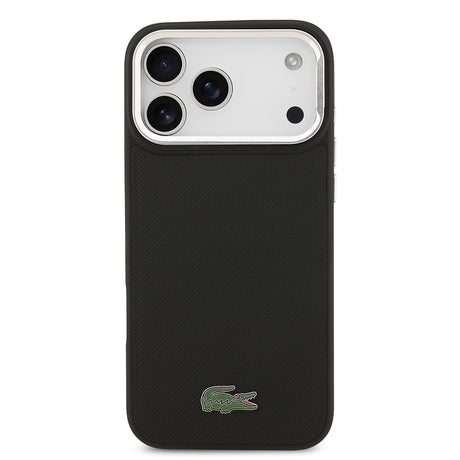 Apple iPhone 17 Pro Max Kılıf Lacoste Orjinal Lisanslı M-safe Şarj Özellikli PU Pike Desenli Standlı Metal Logolu Kapak