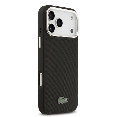 Apple iPhone 17 Pro Max Kılıf Lacoste Orjinal Lisanslı M-safe Şarj Özellikli PU Pike Desenli Standlı Metal Logolu Kapak