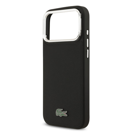 Apple iPhone 17 Pro Max Kılıf Lacoste Orjinal Lisanslı M-safe Şarj Özellikli PU Pike Desenli Standlı Metal Logolu Kapak