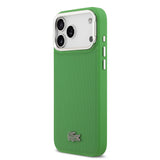 Apple iPhone 17 Pro Max Kılıf Lacoste Orjinal Lisanslı M-safe Şarj Özellikli PU Pike Desenli Standlı Metal Logolu Kapak