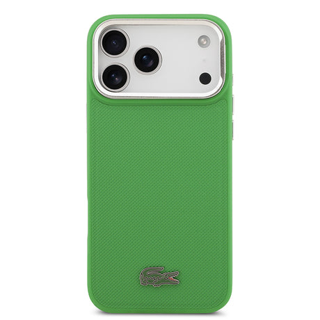 Apple iPhone 17 Pro Max Kılıf Lacoste Orjinal Lisanslı M-safe Şarj Özellikli PU Pike Desenli Standlı Metal Logolu Kapak