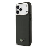 Apple iPhone 17 Pro Max Kılıf Lacoste Orjinal Lisanslı M-safe Şarj Özellikli PU Pike Desenli Standlı Metal Logolu Kapak
