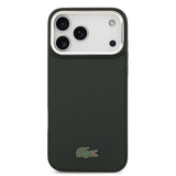 Apple iPhone 17 Pro Max Kılıf Lacoste Orjinal Lisanslı M-safe Şarj Özellikli PU Pike Desenli Standlı Metal Logolu Kapak