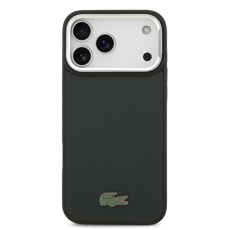 Apple iPhone 17 Pro Max Kılıf Lacoste Orjinal Lisanslı M-safe Şarj Özellikli PU Pike Desenli Standlı Metal Logolu Kapak