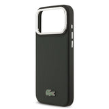 Apple iPhone 17 Pro Max Kılıf Lacoste Orjinal Lisanslı M-safe Şarj Özellikli PU Pike Desenli Standlı Metal Logolu Kapak