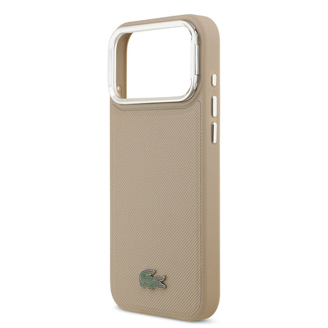 Apple iPhone 17 Pro Max Kılıf Lacoste Orjinal Lisanslı M-safe Şarj Özellikli PU Pike Desenli Standlı Metal Logolu Kapak