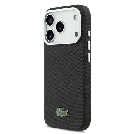 Apple iPhone 17 Pro Max Kılıf Lacoste Orjinal Lisanslı M-Safe Şarj Özellikli PVC Pike Desenli Arka Yüzey İkonik Timsah Dokuma Logolu Kapak