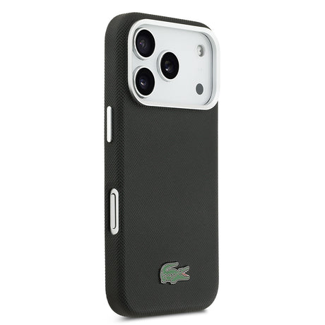 Apple iPhone 17 Pro Max Kılıf Lacoste Orjinal Lisanslı M-Safe Şarj Özellikli PVC Pike Desenli Arka Yüzey İkonik Timsah Dokuma Logolu Kapak