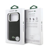 Apple iPhone 17 Pro Max Kılıf Lacoste Orjinal Lisanslı M-Safe Şarj Özellikli PVC Pike Desenli Arka Yüzey İkonik Timsah Dokuma Logolu Kapak