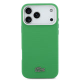 Apple iPhone 17 Pro Max Kılıf Lacoste Orjinal Lisanslı M-Safe Şarj Özellikli PVC Pike Desenli Arka Yüzey İkonik Timsah Dokuma Logolu Kapak