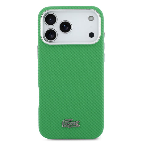 Apple iPhone 17 Pro Max Kılıf Lacoste Orjinal Lisanslı M-Safe Şarj Özellikli PVC Pike Desenli Arka Yüzey İkonik Timsah Dokuma Logolu Kapak
