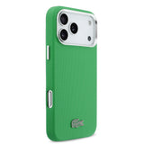 Apple iPhone 17 Pro Max Kılıf Lacoste Orjinal Lisanslı M-Safe Şarj Özellikli PVC Pike Desenli Arka Yüzey İkonik Timsah Dokuma Logolu Kapak