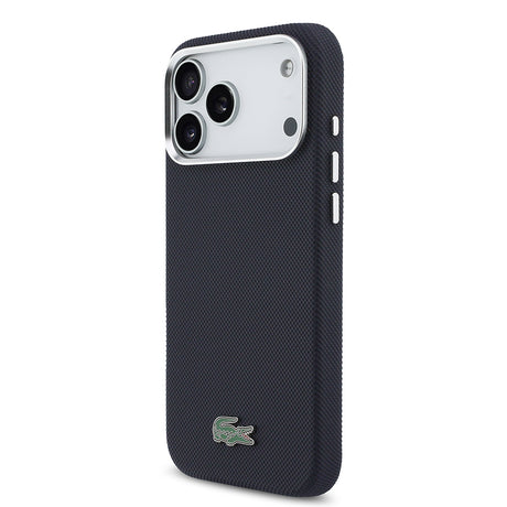Apple iPhone 17 Pro Max Kılıf Lacoste Orjinal Lisanslı M-Safe Şarj Özellikli PVC Pike Desenli Arka Yüzey İkonik Timsah Dokuma Logolu Kapak