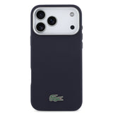 Apple iPhone 17 Pro Max Kılıf Lacoste Orjinal Lisanslı M-Safe Şarj Özellikli PVC Pike Desenli Arka Yüzey İkonik Timsah Dokuma Logolu Kapak