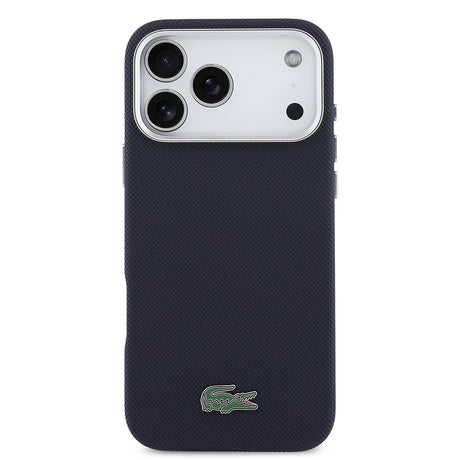 Apple iPhone 17 Pro Max Kılıf Lacoste Orjinal Lisanslı M-Safe Şarj Özellikli PVC Pike Desenli Arka Yüzey İkonik Timsah Dokuma Logolu Kapak