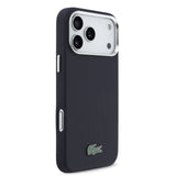 Apple iPhone 17 Pro Max Kılıf Lacoste Orjinal Lisanslı M-Safe Şarj Özellikli PVC Pike Desenli Arka Yüzey İkonik Timsah Dokuma Logolu Kapak