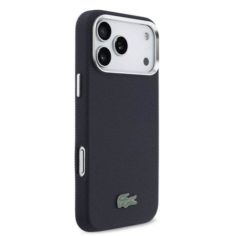 Apple iPhone 17 Pro Max Kılıf Lacoste Orjinal Lisanslı M-Safe Şarj Özellikli PVC Pike Desenli Arka Yüzey İkonik Timsah Dokuma Logolu Kapak