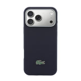 Apple iPhone 17 Pro Max Kılıf Lacoste Orjinal Lisanslı M-Safe Şarj Özellikli PVC Yarı Pike Desenli Arka Yüzey İkonik Timsah Dokuma Logolu Kapak