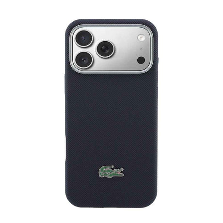 Apple iPhone 17 Pro Max Kılıf Lacoste Orjinal Lisanslı M-Safe Şarj Özellikli PVC Yarı Pike Desenli Arka Yüzey İkonik Timsah Dokuma Logolu Kapak