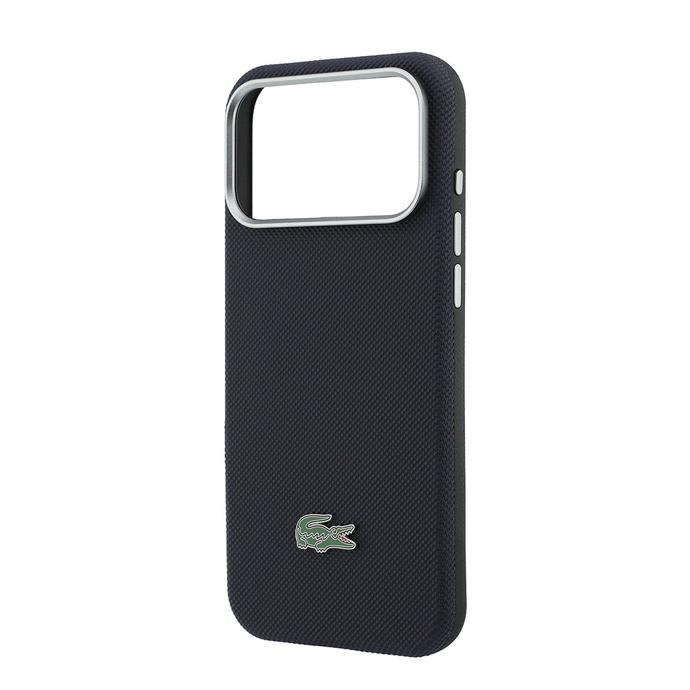 Apple iPhone 17 Pro Max Kılıf Lacoste Orjinal Lisanslı M-Safe Şarj Özellikli PVC Yarı Pike Desenli Arka Yüzey İkonik Timsah Dokuma Logolu Kapak
