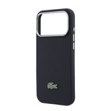 Apple iPhone 17 Pro Max Kılıf Lacoste Orjinal Lisanslı M-Safe Şarj Özellikli PVC Yarı Pike Desenli Arka Yüzey İkonik Timsah Dokuma Logolu Kapak