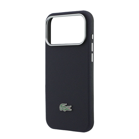 Apple iPhone 17 Pro Max Kılıf Lacoste Orjinal Lisanslı M-Safe Şarj Özellikli PVC Yarı Pike Desenli Arka Yüzey İkonik Timsah Dokuma Logolu Kapak